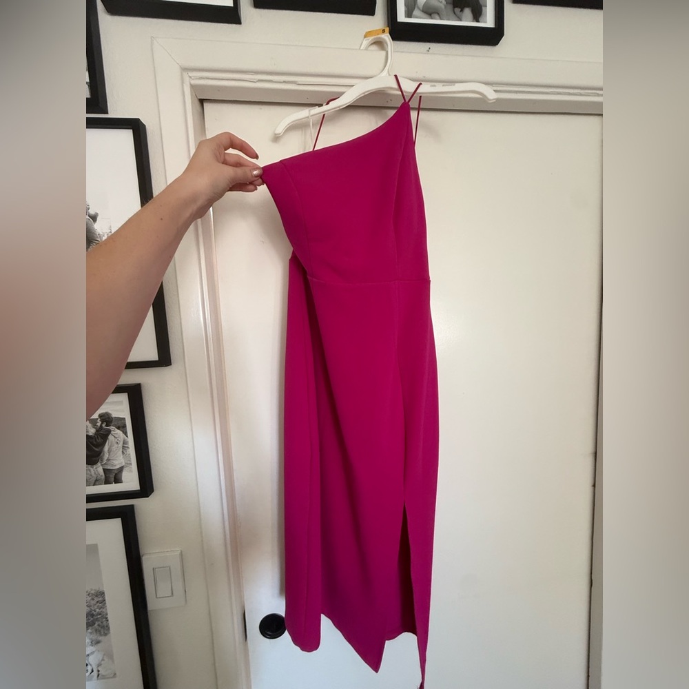 Hello Molly Fuchsia One-Shoulder Dress